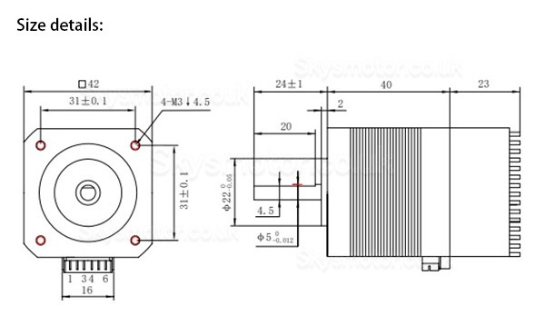 OUKEDA Integrated Nema 17 Stepper Motor OK42HC40-174AYT-IO with Controller 1.8 Deg 0.44Nm 1.68A 2 Phase 12-40VDC